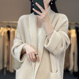 Women's Loose 2-5XL Knitted Fashion Designer Cardigans (Plus Size)