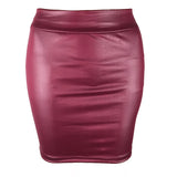 Women's Matte Fashion PU Leather XS-3XL Designer Mini Skirts (Short)-Women's Fashion Designer Skirts-Claret-Women&#x27;s fashion designer plus size clothes