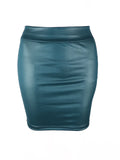 Women's Matte Fashion PU Leather XS-3XL Designer Mini Skirts (Short)-Women's Fashion Designer Skirts-Green-Women&#x27;s fashion designer plus size clothes