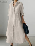 Women's Maxi Robe Fashion Designer Shirt Long Dresses (Plus Size)