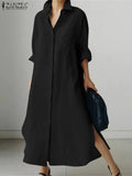 Women's Maxi Robe Fashion Designer Shirt Long Dresses (Plus Size)