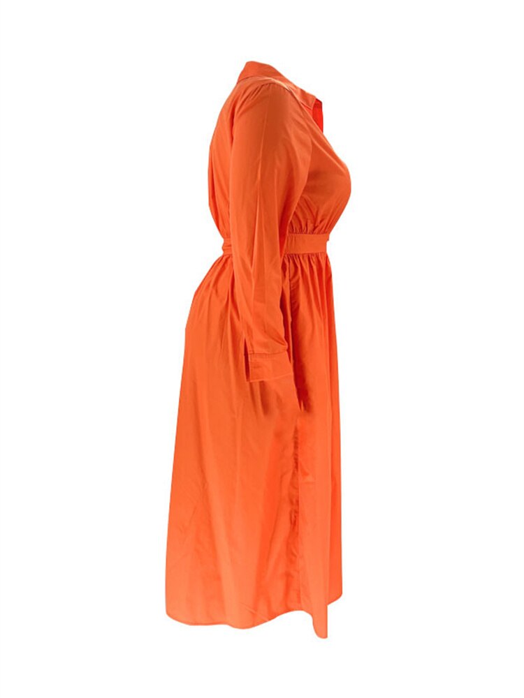 Women's Maxi Shirt Fashion Designer Casual Long Dresses (Plus Size)