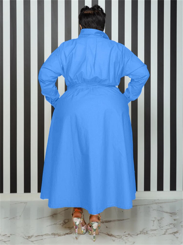 Women's Maxi Shirt Fashion Designer Casual Long Dresses (Plus Size