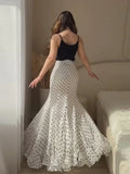 Women's Mermaid Ruffled S-L Polka Dot Fashion Designer Skirts (Long)