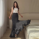 Women's Mermaid Ruffled S-L Polka Dot Fashion Designer Skirts (Long)