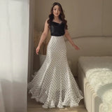 Women's Mermaid Ruffled S-L Polka Dot Fashion Designer Skirts (Long)