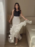 Women's Mermaid Ruffled S-L Polka Dot Fashion Designer Skirts (Long)
