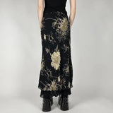 Women's Mesh Fashion Floral Fashion S-L Designer Gothic Skirts (Long)