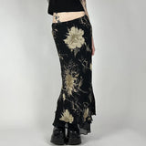 Women's Mesh Fashion Floral Fashion S-L Designer Gothic Skirts (Long)
