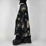 Women's Mesh Fashion Floral Fashion S-L Designer Gothic Skirts (Long)