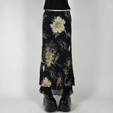 Women's Mesh Fashion Floral Fashion S-L Designer Gothic Skirts (Long)