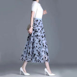 Women's Mesh S-XL Overlay Fashion Designer Floral Skirts (Midi)