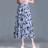 Women's Mesh S-XL Overlay Fashion Designer Floral Skirts (Midi)