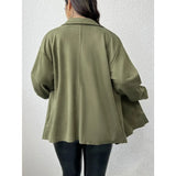 Women's Metal Buttons Fashion Designer 1-5XL Lapel Long-Sleeve Tops (Plus Size)