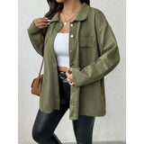Women's Metal Buttons Fashion Designer 1-5XL Lapel Long-Sleeve Tops (Plus Size)