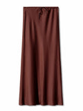 Women's Metallic Satin Fashion Designer Low Waist Skirts (Long)-Women's Fashion Designer Skirts