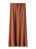 Women's Metallic Satin Fashion Designer Low Waist Skirts (Long)