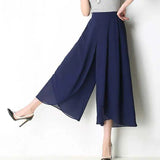 Women's Mid-Calf Designer S-3XL Fashion Chiffon Split Pants
