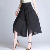 Women's Mid-Calf Designer S-3XL Fashion Chiffon Split Pants
