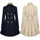 Women's Mid Length Trench Coat Fashion Designer S-XL Jackets