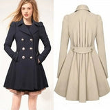 Women's Mid Length Trench Coat Fashion Designer S-XL Jackets