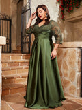 Women's Mosiac Satin Fashion Designer Lace Long Dresses (Plus Size)