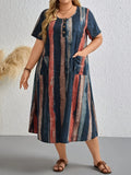 Women's Multi-colored Fashion Designer 1-6XL Midi Dresses (Plus Size)