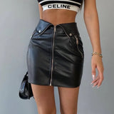 Women's Multi Zip Button Fashion Designer Mini Skirts (Short)-Women's Fashion Designer Skirts