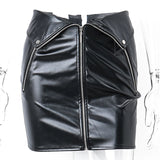 Women's Multi Zip Button Fashion Designer Mini Skirts (Short)-Women's Fashion Designer Skirts