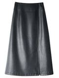 Women's Nerazzurri Leather Fashion 4-7XL Designer Midi Skirts (Plus Size)