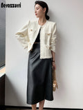 Women's Nerazzurri Leather Fashion 4-7XL Designer Midi Skirts (Plus Size)
