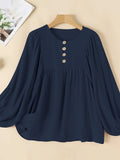 Women's O Neck 1-5XL Fashion Designer Blouse Long-Sleeve Tops (Plus Size)