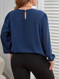 Women's O Neck 1-5XL Fashion Designer Blouse Long-Sleeve Tops (Plus Size)-Women's Fashion Designer Plus Size Long-Sleeve Tops-International Women's Clothing