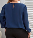 Women's O Neck 1-5XL Fashion Designer Blouse Long-Sleeve Tops (Plus Size)-Women's Fashion Designer Plus Size Long-Sleeve Tops-International Women's Clothing