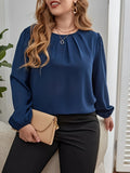 Women's O Neck 1-5XL Fashion Designer Blouse Long-Sleeve Tops (Plus Size)-Women's Fashion Designer Plus Size Long-Sleeve Tops-International Women's Clothing