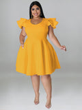 Women's O Neck 5XL Fashion Designer A Line Short Dresses (Plus Size)