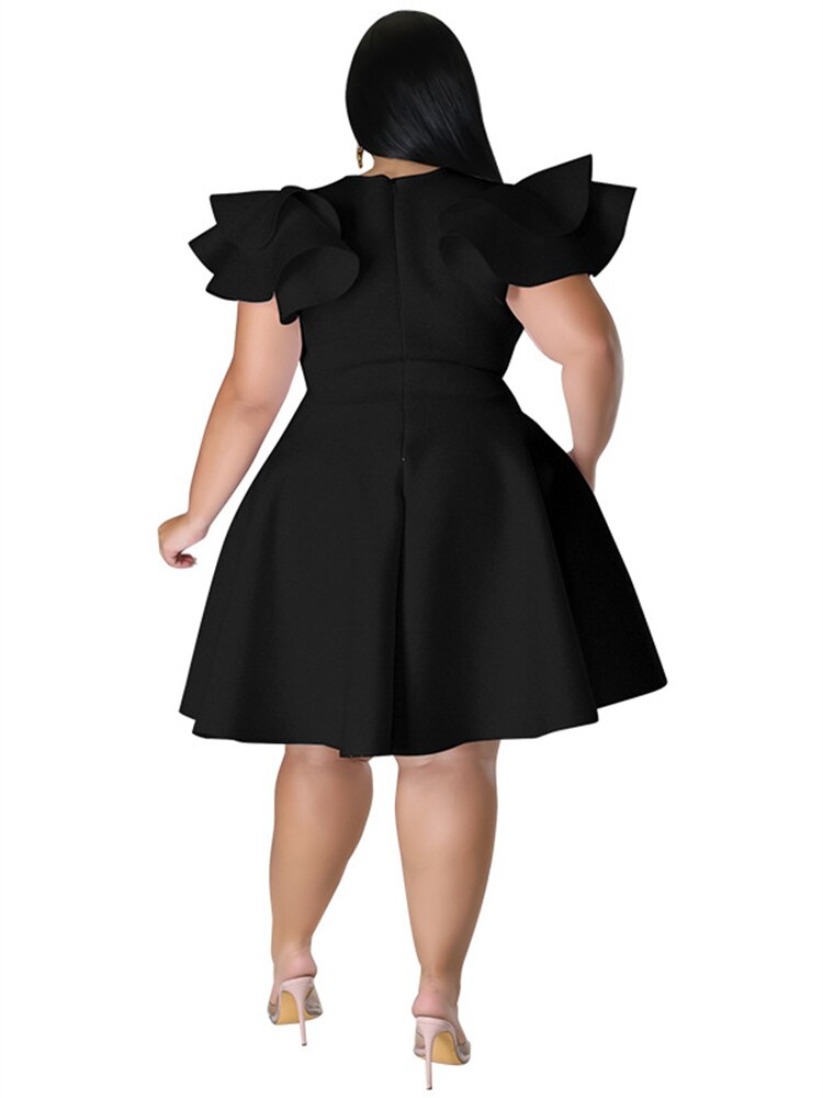 Women's O Neck Cardigan Fashion Designer A Line Short Dresses (Plus Size)