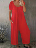 Women's O Neck Fashion Designer 2-5XL Jumpsuits (Plus Size)-Women's Plus Size Fashion Designer Rompers / Jumpsuits-Red-Women&#x27;s fashion designer plus size clothes
