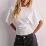 Women's O Neck Fashion Designer Crop Top XS-3XL T-Shirts-Women's Tops Fashion Designer T-Shirts / Blouses-International Women's Clothing