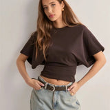 Women's O Neck Fashion Designer Crop Top XS-3XL T-Shirts-Women's Tops Fashion Designer T-Shirts / Blouses-International Women's Clothing