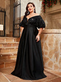 Women's Off Shoulder 1-4XL Fashion Designer Long Dresses (Plus Size)-Women's Fashion Designer Plus Size Dresses-International Women's Clothing