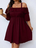 Women's Off Shoulder 1-5XL Fashion Designer Short Dresses (Plus Size)-Women's Fashion Designer Plus Size Dresses-International Women's Clothing