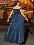 Women's Off Shoulder A- Line 1-5XL Fashion Designer Long Dresses (Plus Size)