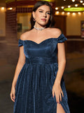 Women's Off Shoulder A- Line 1-5XL Fashion Designer Long Dresses (Plus Size)