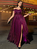 Women's Off Shoulder A- Line 1-5XL Fashion Designer Long Dresses (Plus Size)