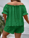 Women's Off Shoulder Drawstring Fashion Designer 1-4XL Top & Shorts (Plus Size)