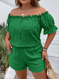 Women's Off Shoulder Drawstring Fashion Designer 1-4XL Top & Shorts (Plus Size)