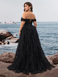 Women's Off Shoulder Fashion Designer 1-4XL Long Dresses (Plus Size)