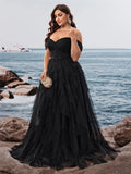 Women's Off Shoulder Fashion Designer 1-4XL Long Dresses (Plus Size)