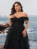 Women's Off Shoulder Fashion Designer 1-4XL Long Dresses (Plus Size)